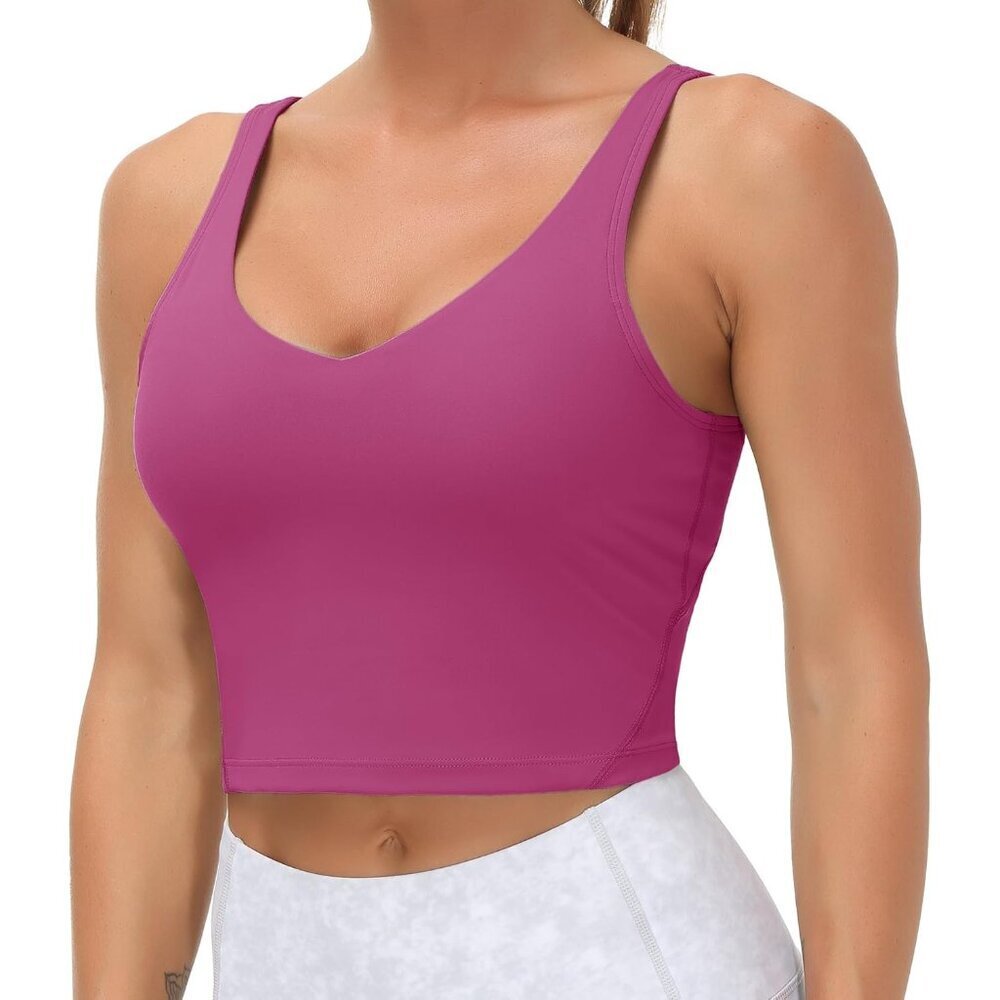 Women's Longline Sports Bra Wirefree Padded Medium Support Activewear - Picture 2 of 8